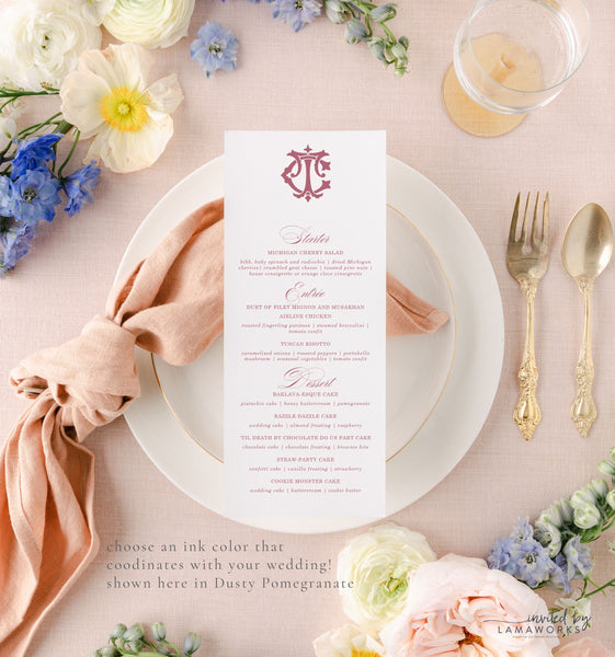 Christina - Menu  The Invitation Maker