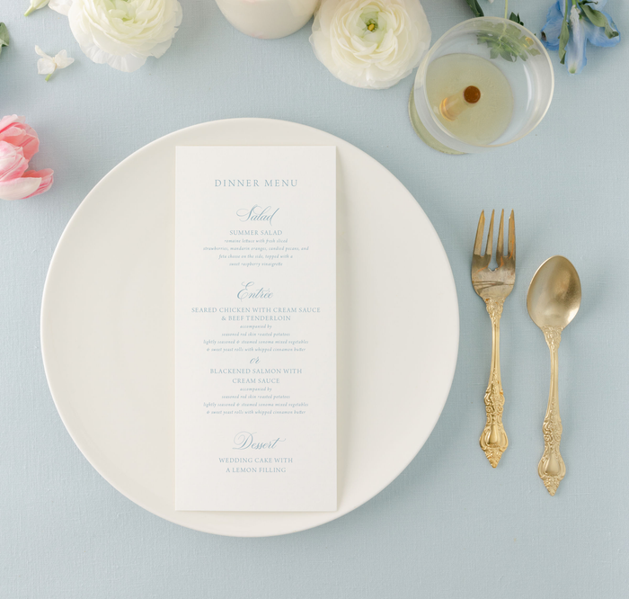 Minimalist, Elegant Wedding Reception Menu - Ashley