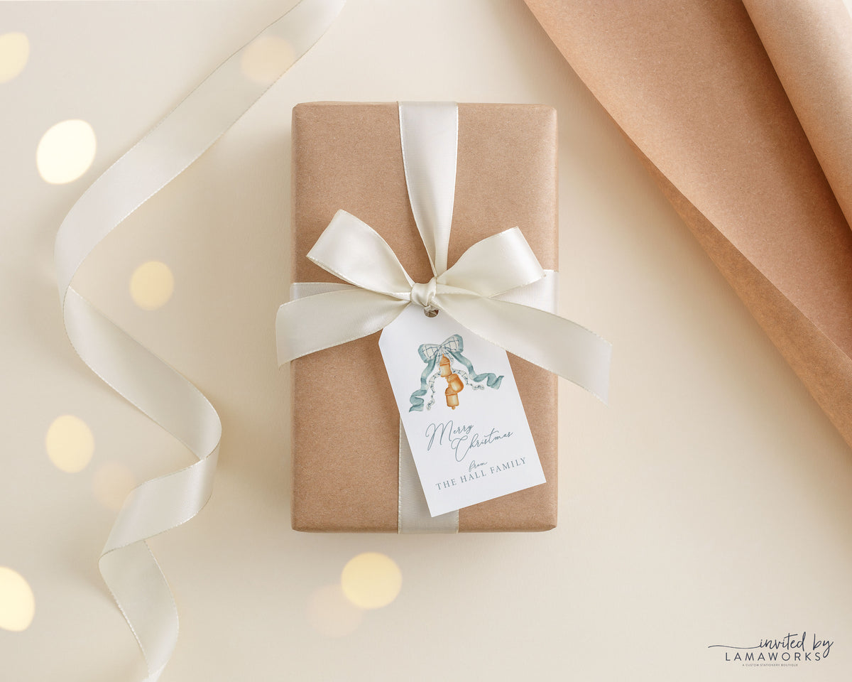 Grandmillenial Bow and Bells Christmas Gift Tag