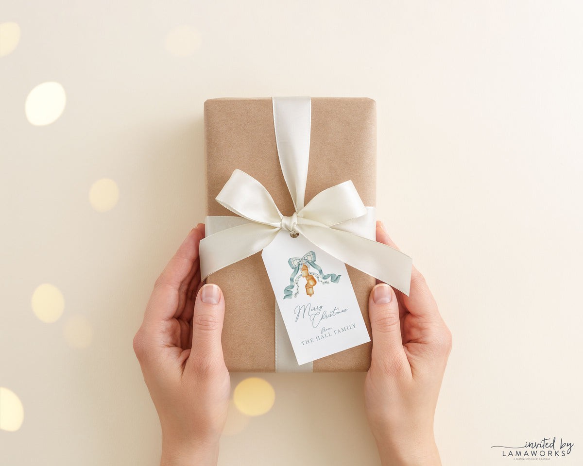 Grandmillenial Bow and Bells Christmas Gift Tag