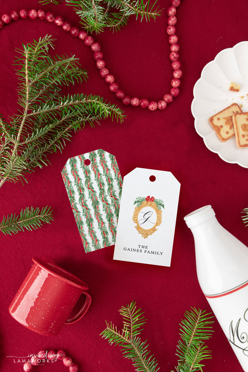 Red Bow Crest Gift Tag