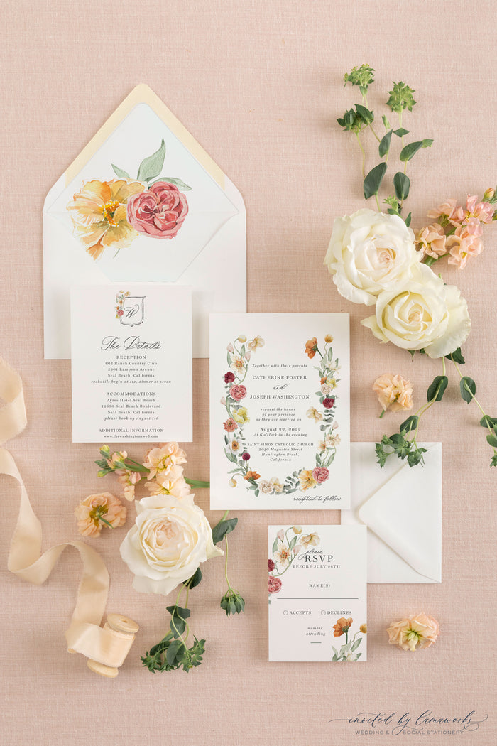 Elegant Wildflower Wedding Invitation | Catherine