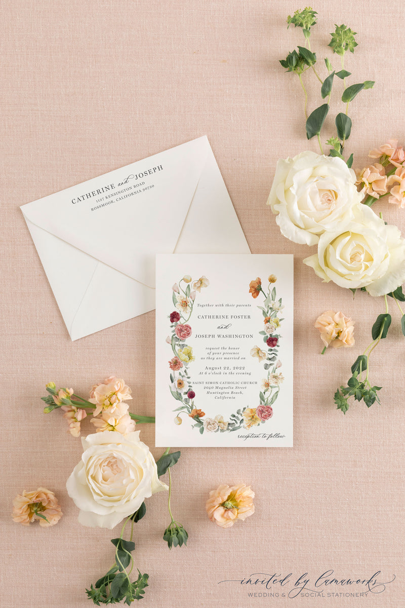 Elegant Wildflower Wedding Invitation | Catherine