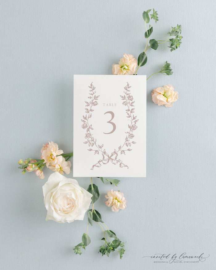 Elena | Table Numbers - Rose Wreath