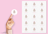 Pink Christmas Tree Sticker