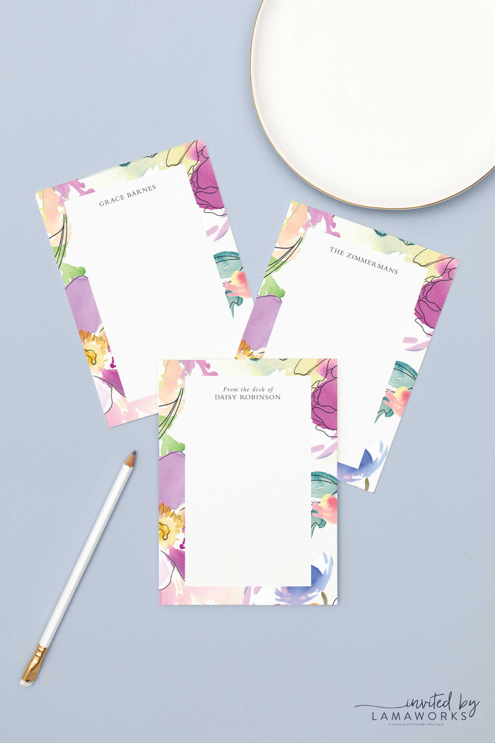 Personalized Notepad with Bright Flowers | Grace