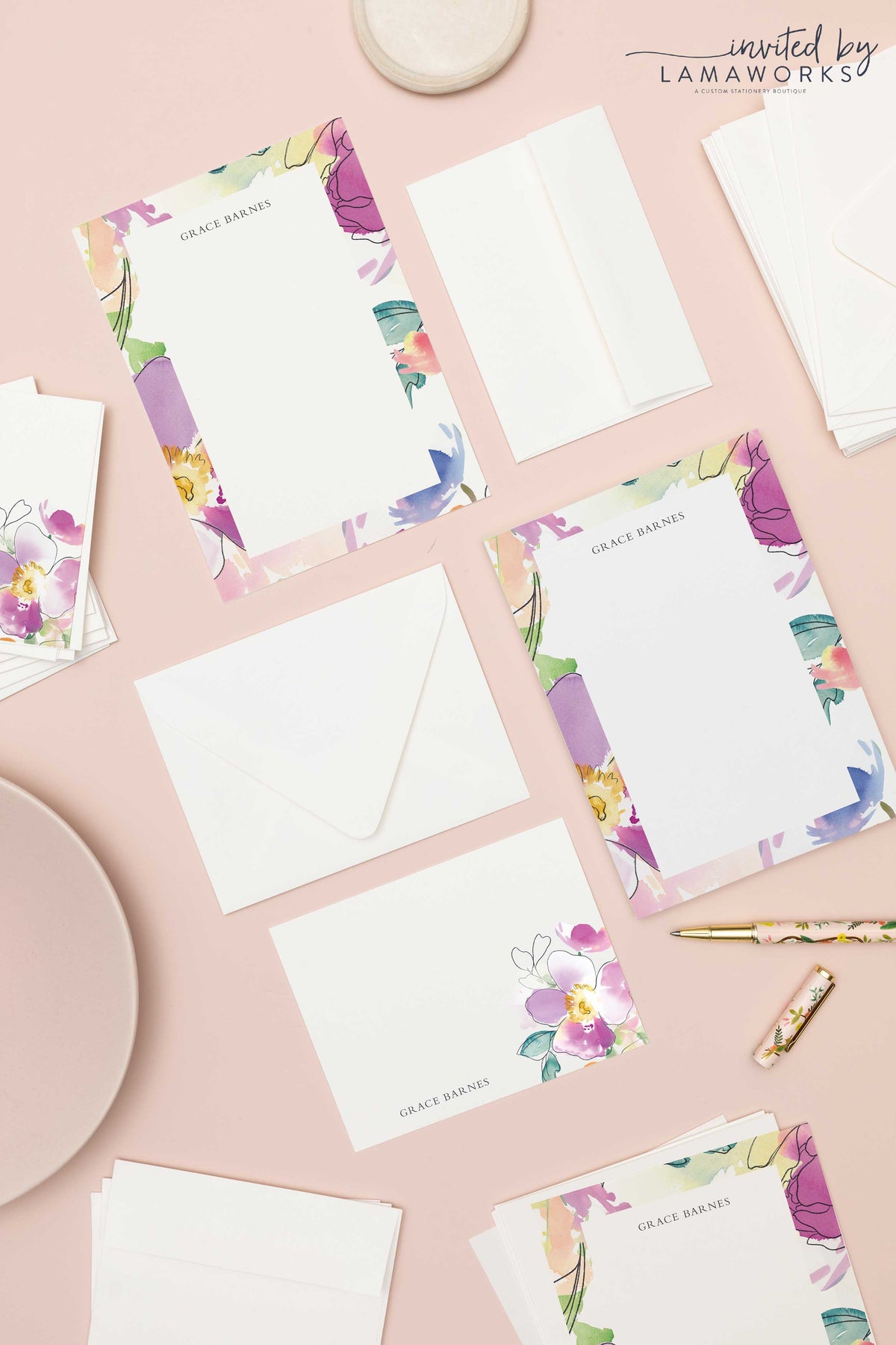 Personalized Notepad with Bright Flowers | Grace