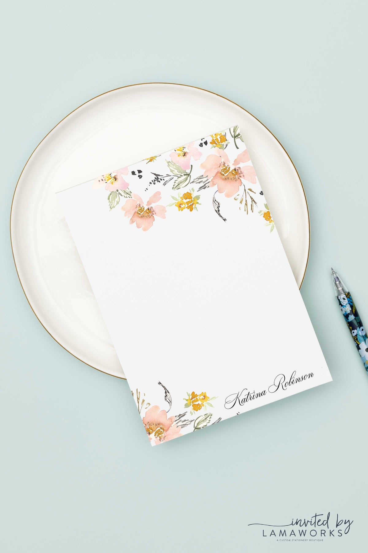 Floral Personalized Notepad | Katrina