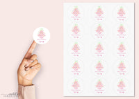 Pink Retro Tree Sticker