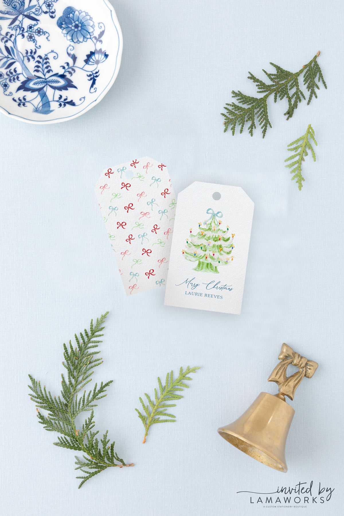 Retro Christmas Tree Tag - Chartreuse