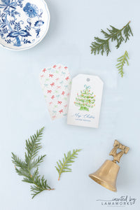 Retro Christmas Tree Tag - Chartreuse