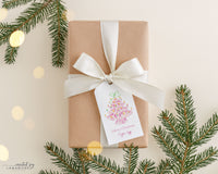 Retro Christmas Tree Tag - Pink