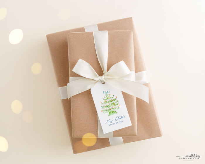 Retro Christmas Tree Tag - Chartreuse