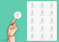 Teal  Retro Tree Sticker