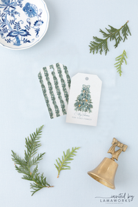 Blue Chinoiserie Christmas Tree Gift Tag