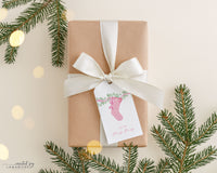 Pink Bow Stocking Gift Tag