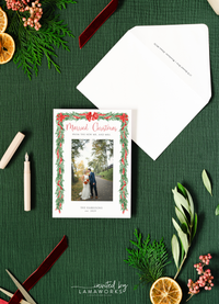 Married and Bright Christmas Card - Red Bow