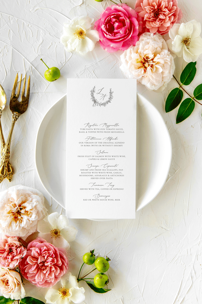 Monogram Wreath Menu - Laura