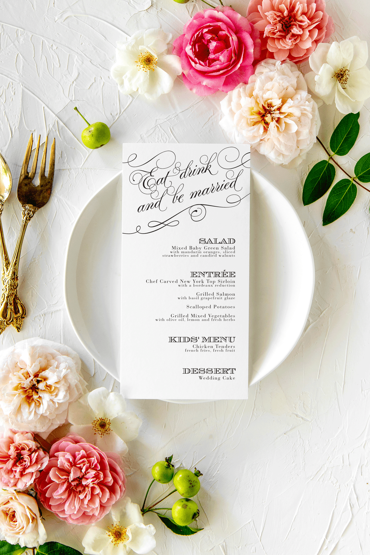 Elegant Eat, Drink and Be Married Menu | Laura