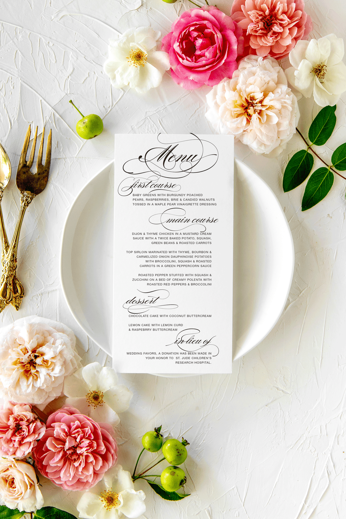 Swirly Calligraphy Wedding Menu | Elnaz