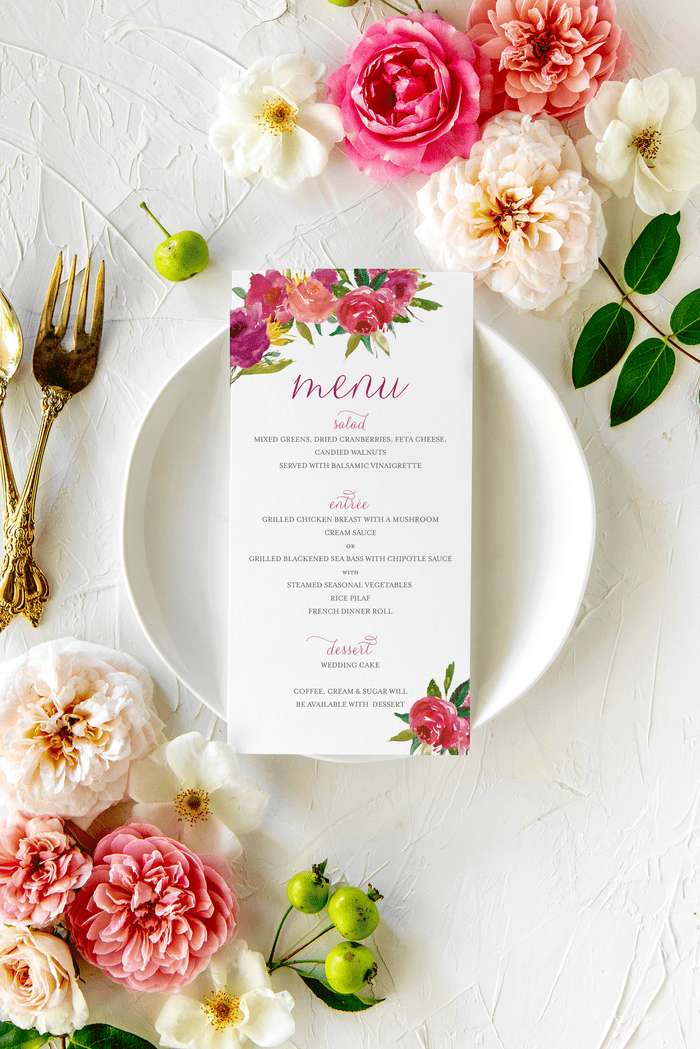 Bright Boho Floral Menu | Emily