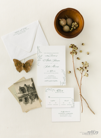 Classic, Elegant Wedding Invitation Suite with Greenery | Adele