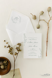 Classic, Elegant Wedding Invitation Suite with Greenery | Adele