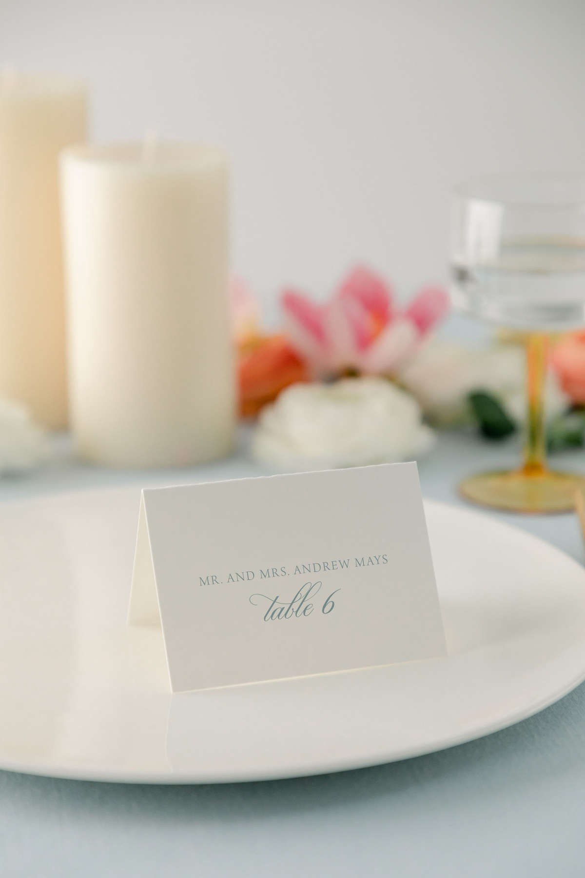 Dusty Blue Calligraphy Escort Cards | Ashley