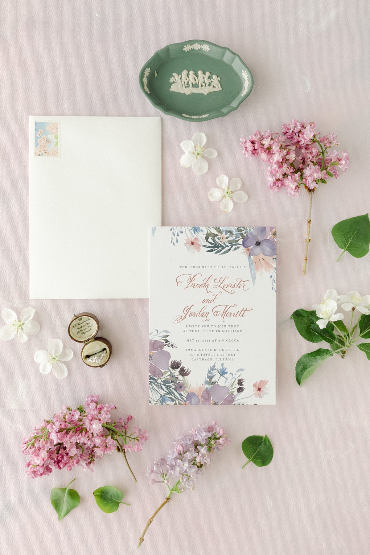 Elegant Mauve Watercolor Floral Wedding Invitation Suite | Brooke