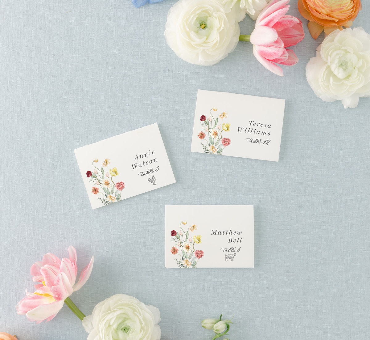 Wildflower Printed Escort Cards | Catherine