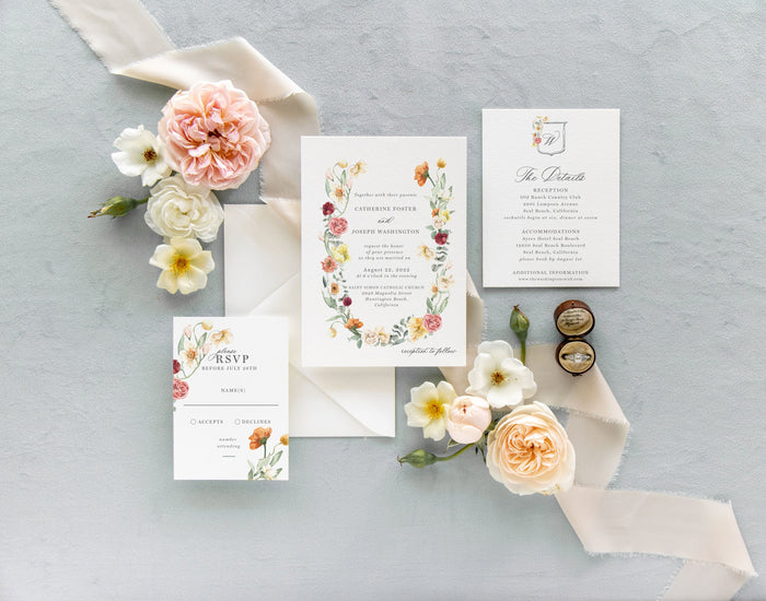 Elegant Wildflower Wedding Invitation | Catherine