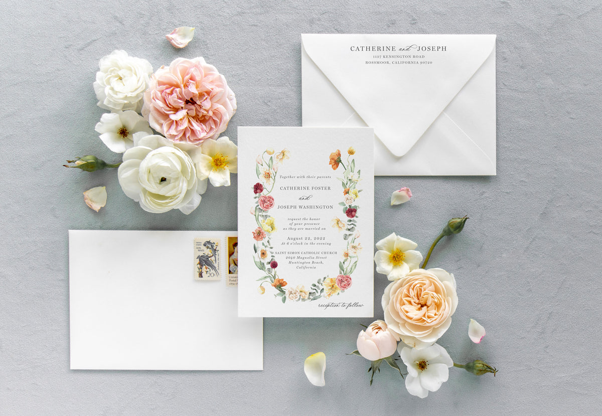 Elegant Wildflower Wedding Invitation | Catherine