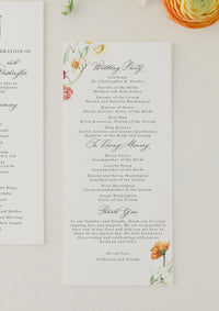 Wildflower Summer Garden Wedding Program with a Crest | Catherine