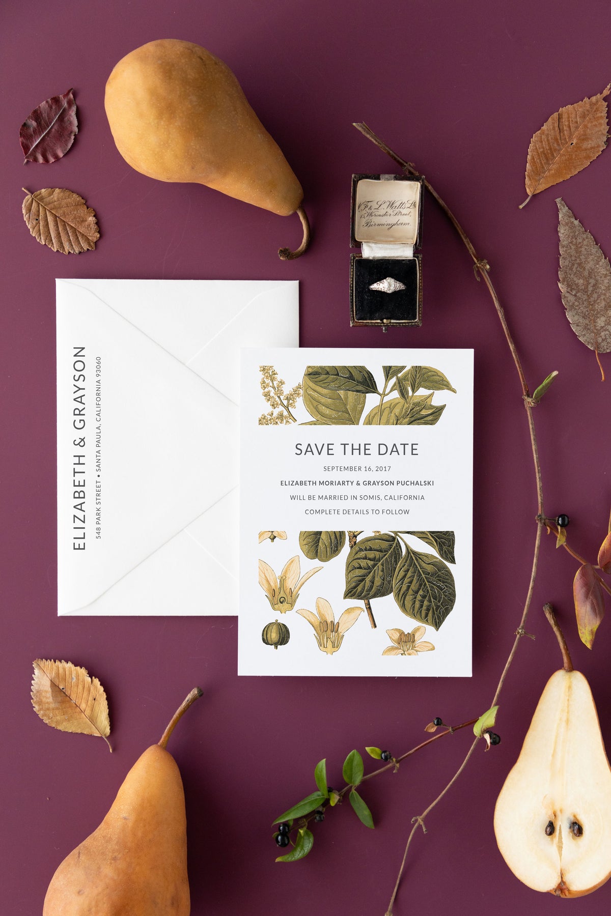 Vintage Botanical Save the Date - Elizabeth