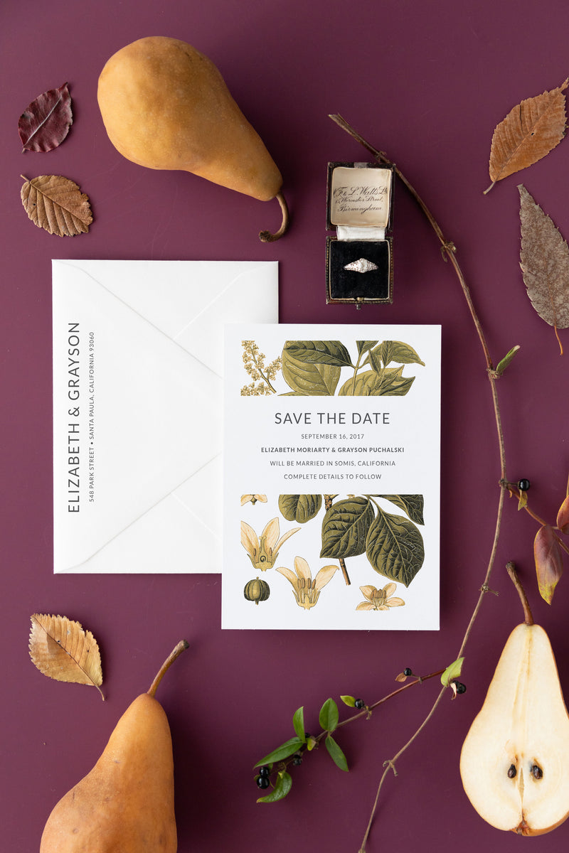 Vintage Botanical Save the Date - Elizabeth