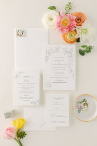 Elegant Wedding Invitation Suite with Delicate Spring Flowers | Eloise