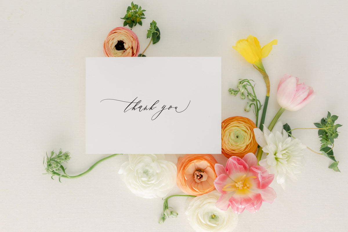 Elegant Calligraphy Thank You Cards - Evelyn