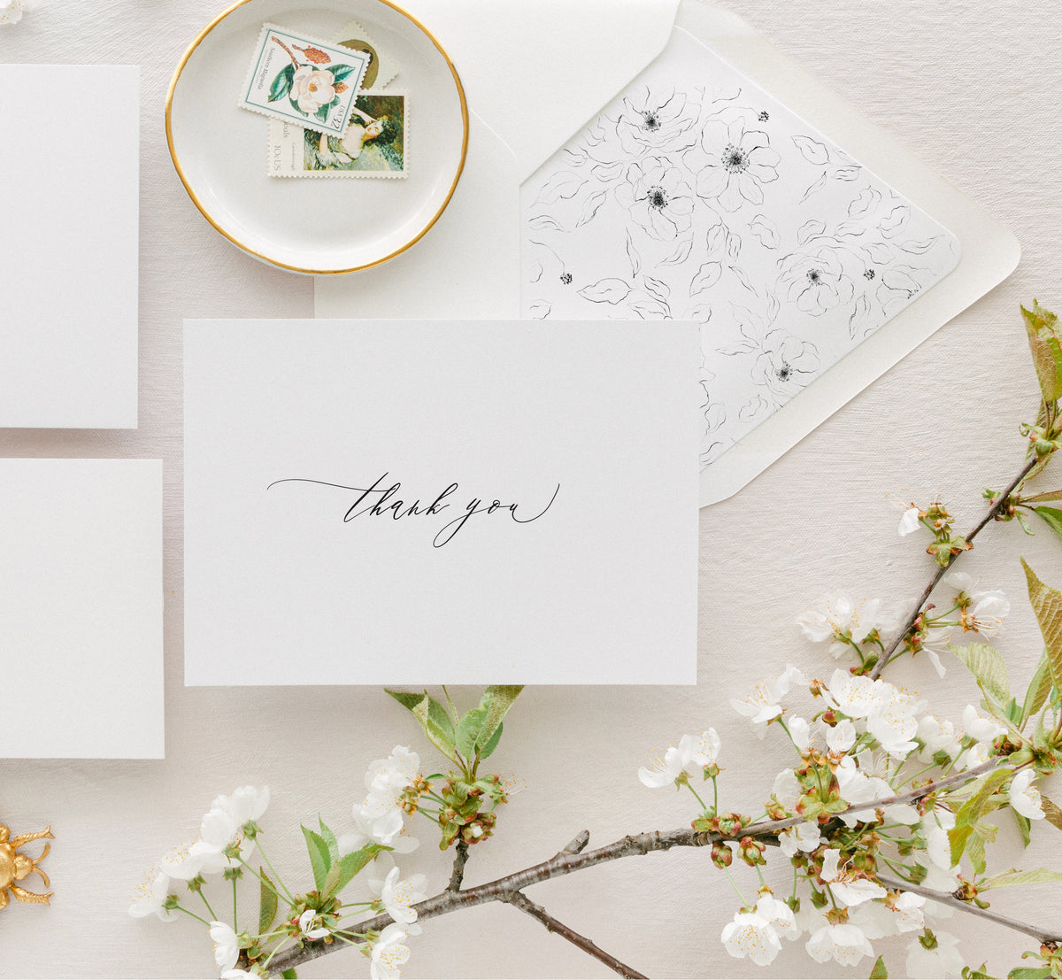 Elegant Calligraphy Thank You Cards - Evelyn