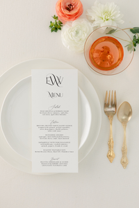 Minimalist Monogram Wedding Menu - Evelyn