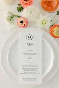 Minimalist Monogram Wedding Menu - Evelyn