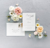 Simple Calligraphy Wedding Invitation Set with Monogram Crest- Jacquelyn