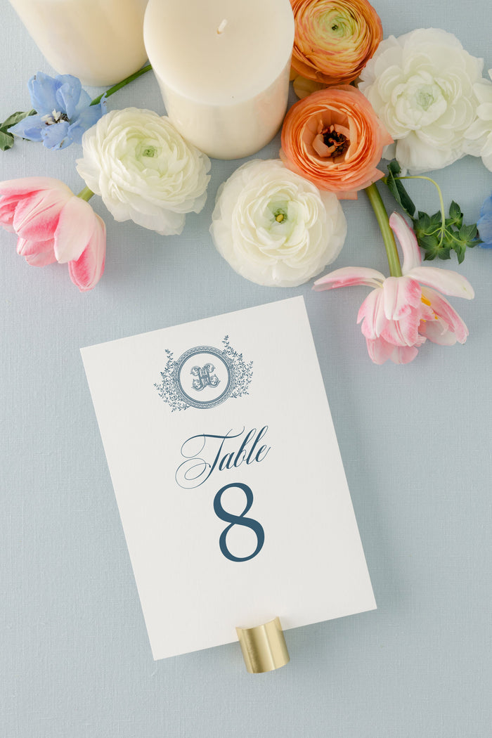 Monogram Crest Table Numbers | Jessica