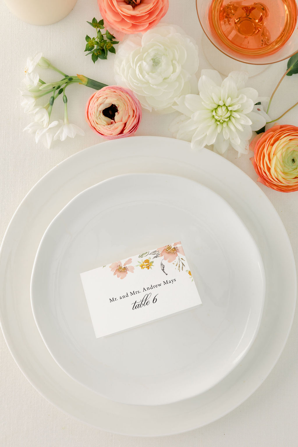 Muted Pastel Floral Escort or Place Cards | Katrina