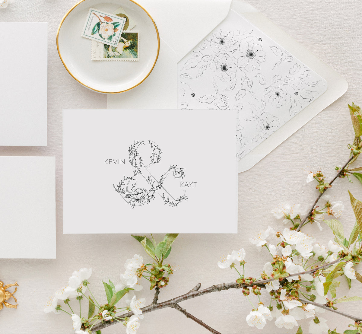 Floral Ampersand Stationery Set - Kayt