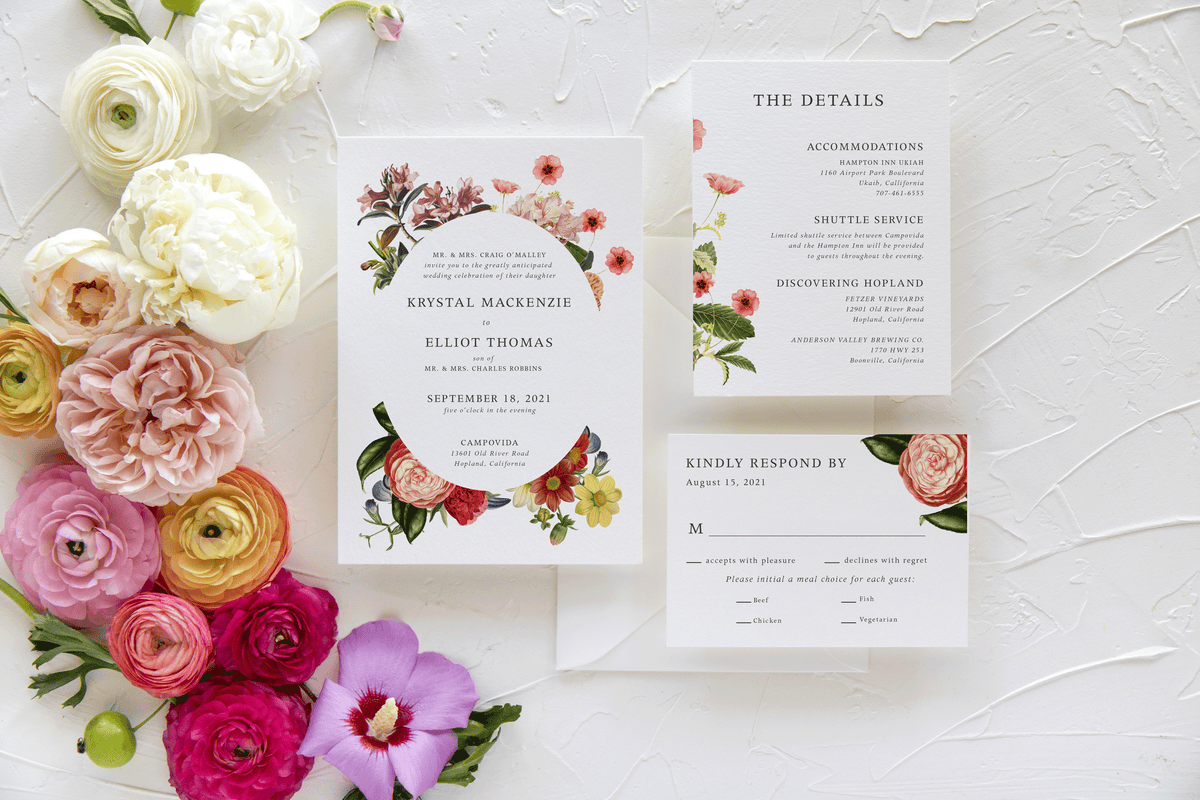 Summer Botanical Floral Wedding Invitation | Krystal