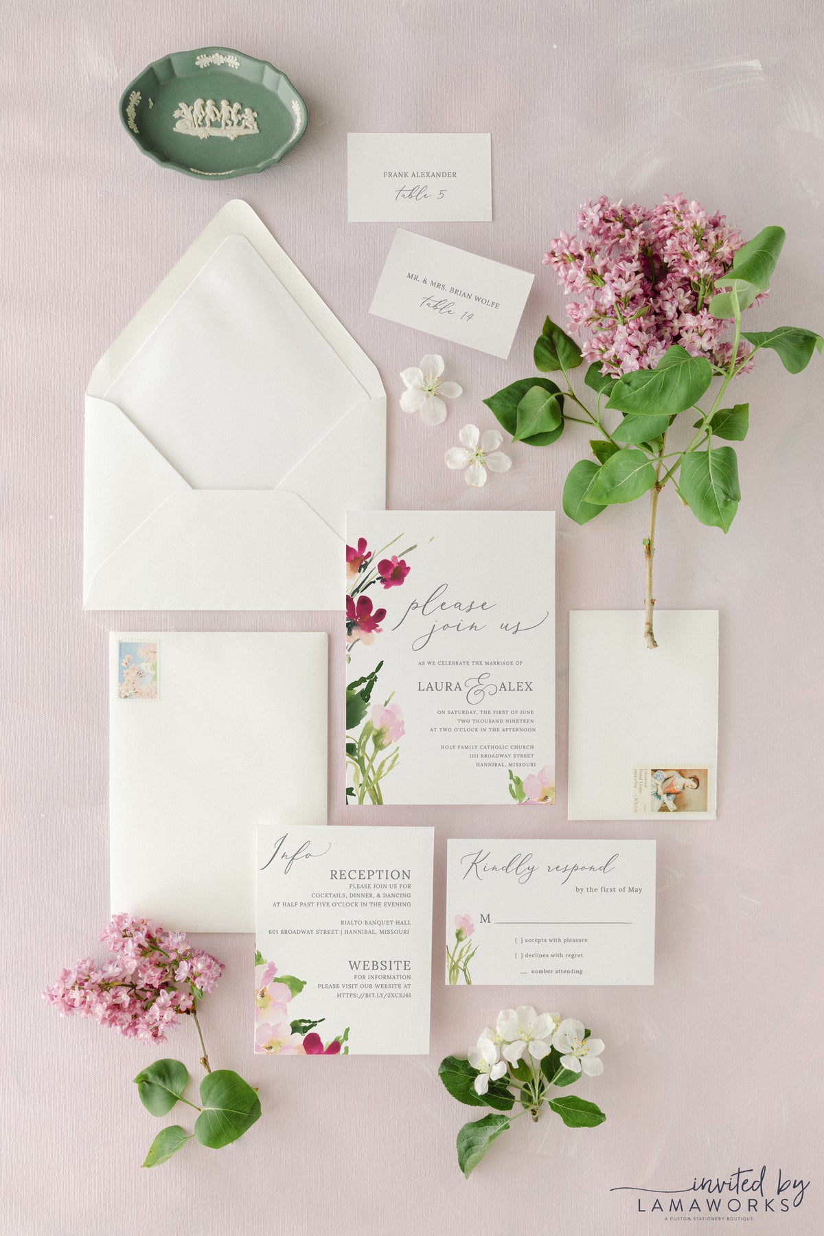 Pretty Pink Floral Invitations - Laura