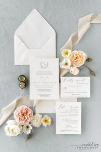 Monogram Laurel Traditional Wedding Invitation - Laura