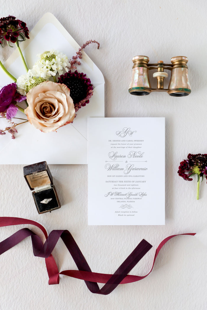 Traditional Monogram Wedding Invitation Suite | Lauren