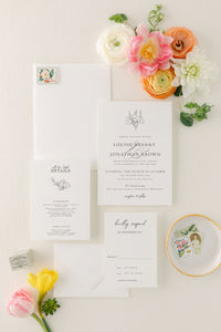 Elegant Minimalist Floral Wedding Invitation Suite - Louise