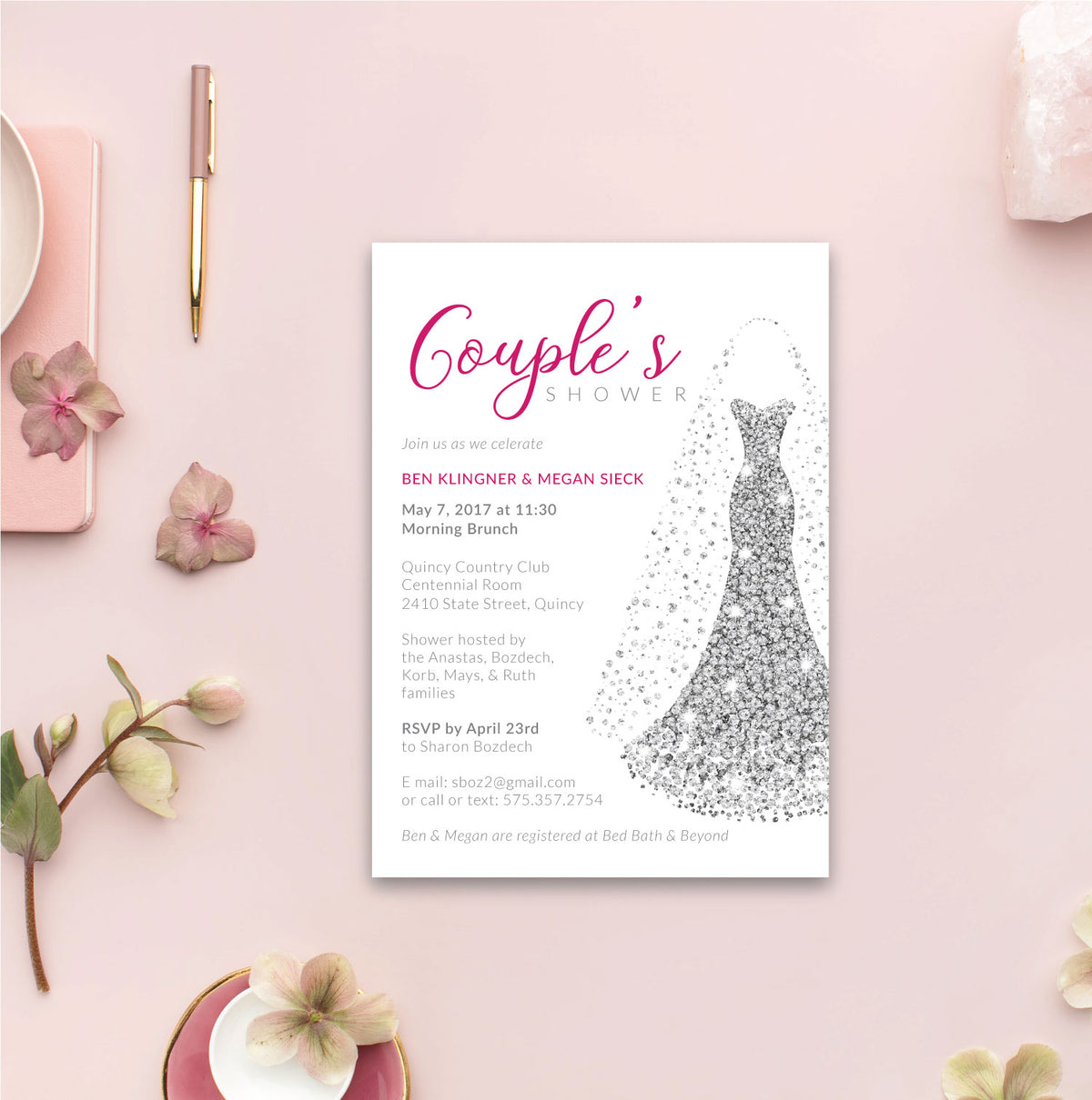 Glitter Dress Bridal Shower Invitation